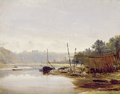 Boat Building near Dinan, Brittany, c.1838 by Francis Danby